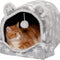 Cat Bed Cave for Indoor Cats & Small Dogs, Washable & Foldable W/ Plush Ball Toy - Cozy Cave-Bear Pet Tent - Silver Stars, Small